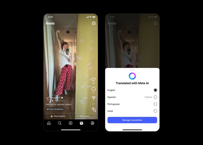 instagram-3 A screenshot of Instagram interface showing translation feature that allows users to view Reels in a different language