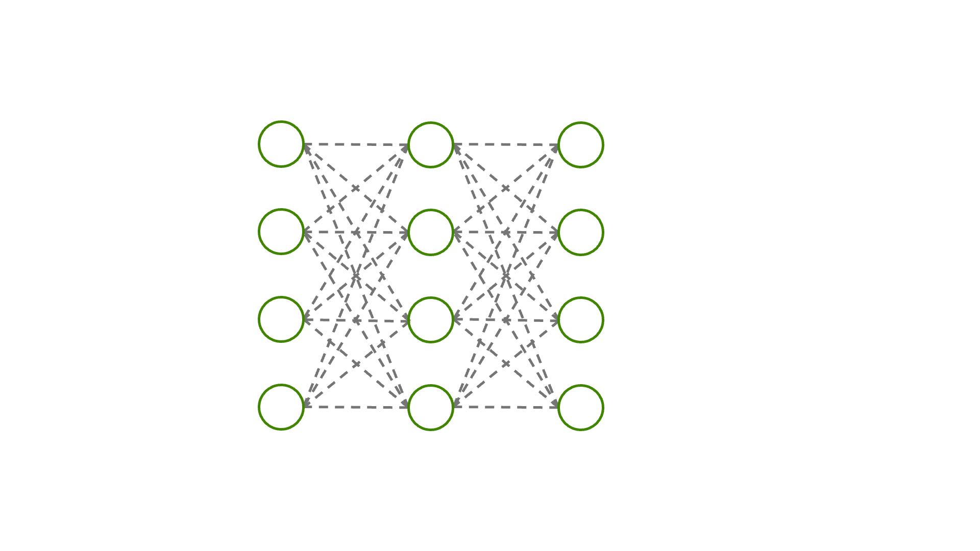 The original neural network, with a highlighted neuron identified as redundant. Its subsequent removal will reduce the width of this layer, creating a smaller, more computationally efficient model.