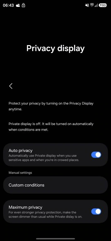 Samsung Privacy display screenshots leak 1